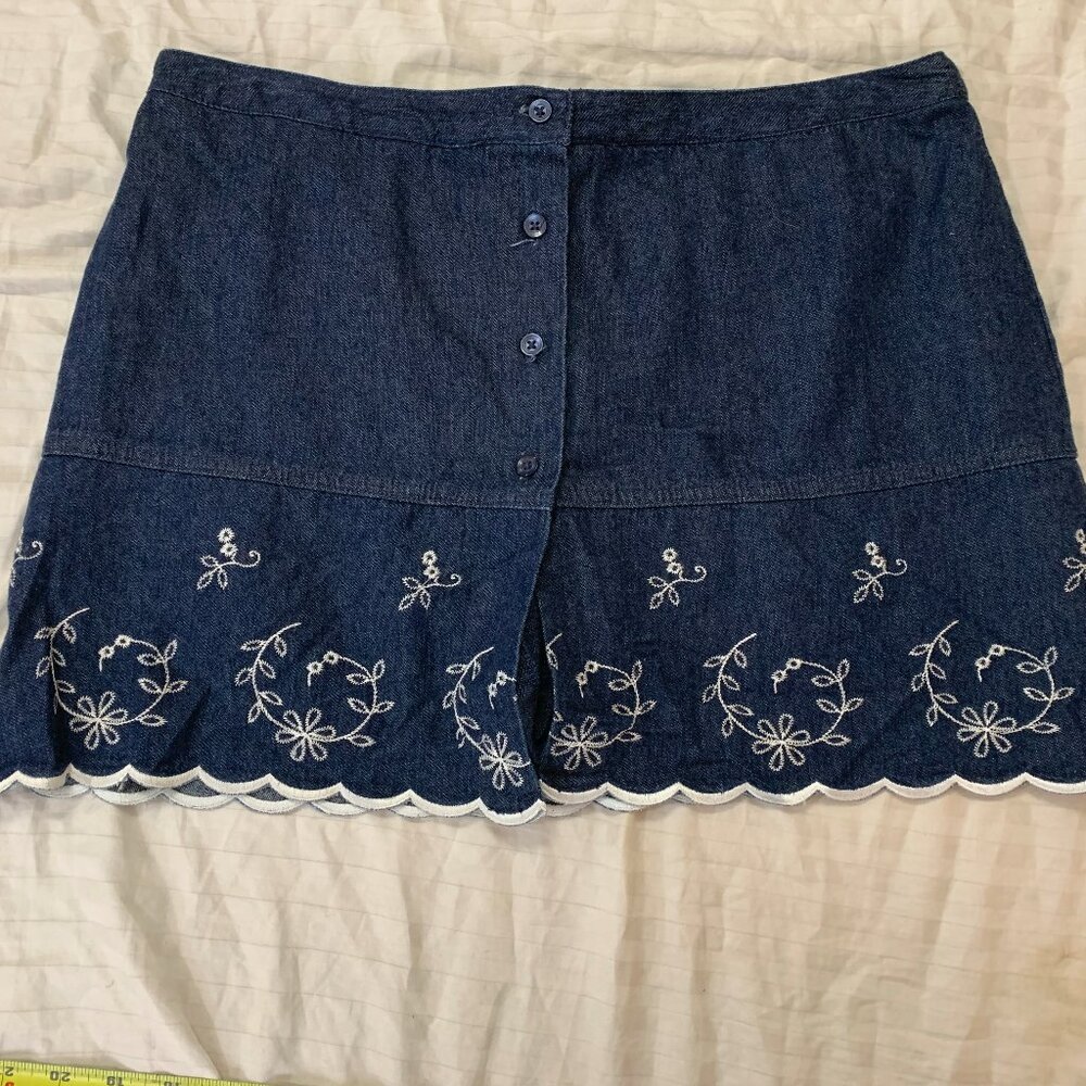 🍎🍎🍎   ELLEMENNO WOMENS EMBROIDERED SKIRT SKORT WITH BUILT SHORTS SIZE 11 🍎🍎